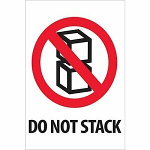 Tape Logic Labels&#034;Do Not Stack&#034; 4 x 6&#034; Red/White/Black 500/Roll