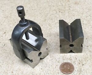 TWO STARRETT NO.278 V-BLOCKS WITH ONE CLAMP