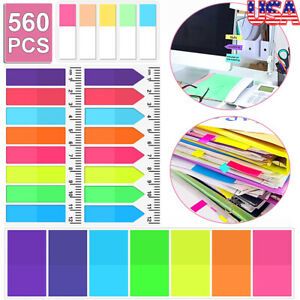 560Pcs Colored Sticky Tabs Notes Writable Labels Page Markers for School Office