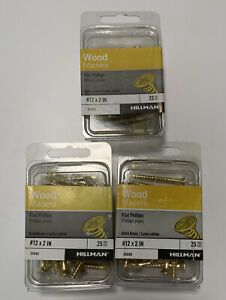 2 Pack Hillman Brass Flat Phillips Screws #12 X 2 in. 25 pc ea (75 Ttl) 35095