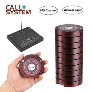 999 Channel Wireless Queuing Paging System 10 Pagers For Fast Food Shop Coffee