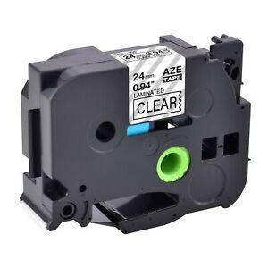 1PK Compatible Brother 0.94&#034; TZ-151 TZe-151 Black on Clear Label Tape Cassette