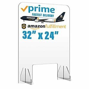 i-FSK Premium Plexiglass Sneeze Guard for Counter and Desk Freestanding Clear...