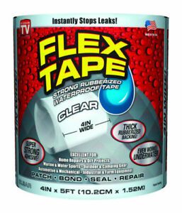 Flex Seal Strong Rubberized Waterproof Flex Tape 4&#034; x 5&#039; CLEAR