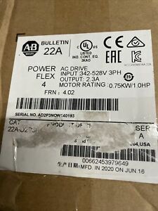 2020 US New Sealed Allen Bradley 22A-D2P3N104 PowerFlex 4 0.75 kw 22AD2P3N104