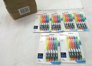 6 packs Staples Liquid Highlighters Chisel Tip Assorted Color Hype Bold Ink 30Pc