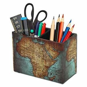 QIELIZI Pen Pencil Holder CupPU Leather Pattern Desk Organizer Case Office Ac...