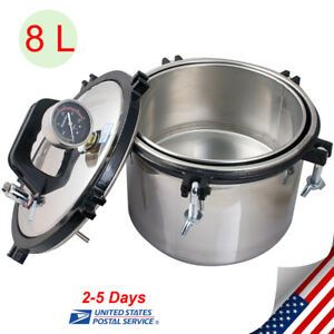 Dental Medical Stainless Steel 8L Pressure Steam Autoclave Sterilizer Machine US