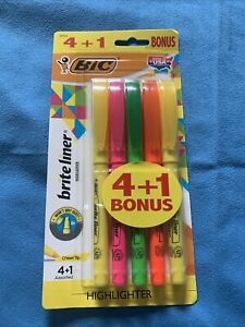 BN Original Sea BIC Brite Liner 4+1 (5 pack) Highlighter Chisel Tip Multicolor