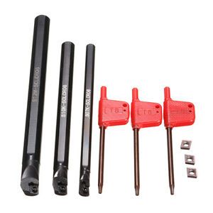 S07K+S10K+S12M-SCLCR06 CNC Holder Kit + 3Pcs CCMT060204-HM Inserts + Wrench