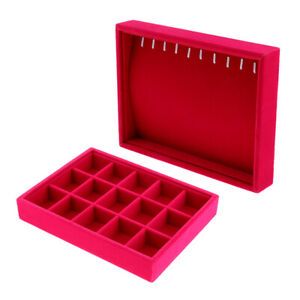 2pcs Stackable Jewelry Display Tray Organizer Showcase Box