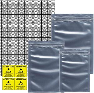Rancco anti Static Bags ESD Shielding Bag W/ Labels, 55 Pc Mixed Sizes Open Top