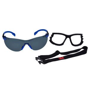 3M Solus Safety Glasses S1102SGAF-KT Foam Strap, Black/Blue, Grey Anti-fog Lens