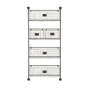 Wall Rack Storage 24 in. W x 61 in. H 5-Basket 4-Tiered Mesh Design Metal