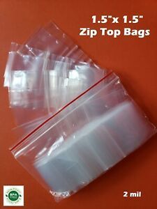 1.5&#034; x 1.5&#034; Clear Zip Seal Lock Top Plastic Bags 2Mil Jewelry Pill Small Mini
