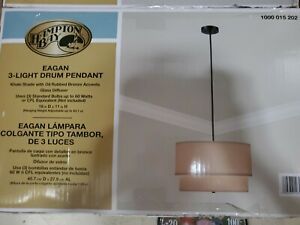 Hampton Bay Pendant Lights Eagan 3-Light 18 in. Oil Rubbed Bronze Drum Pendant