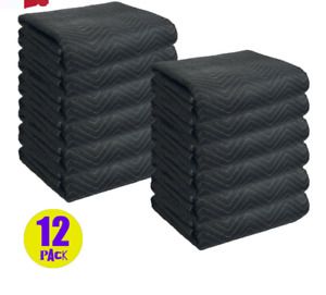 12Pcs Pro Deluxe (45lb/dz) Moving Blankets 80x72 Quilted Shipping Furniture Pads