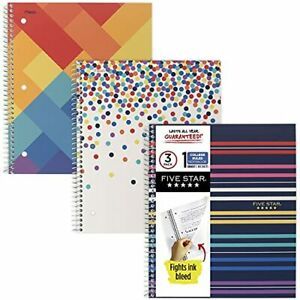 Five Star Spiral Notebooks 1 Subject College Ruled 11&#034; x 8-1/2&#034; Cute Designs ...