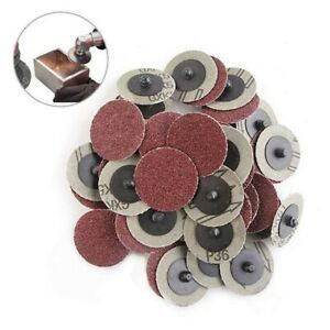 50 Pcs 2&#039;&#039; 36-Grit Type Roll Lock Disc Pads Sanding Abrasive Grinding