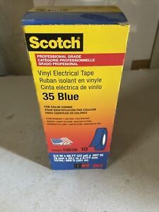 3M 35 Scotch Vinyl Electrical Color Coding Tape Blue 3/4 in x 66ft - 10 Pack