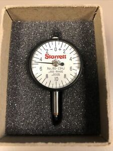 STARRETT NO.80-134J MINIATURE DIAL INDICATOR .0005&#034; GRAD .050 RANGE 0-10-0 DIAL