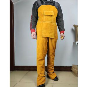 Heavy Duty Welding Clothing Cowhide Leather Welding Apron BBQ Apron Yellow