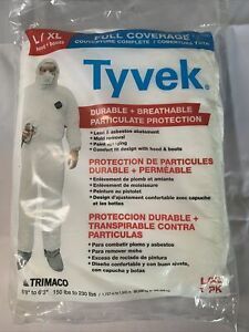 Dupont Tyvek Full Coverage Suit L/XL Hood &amp; Boots 150 to 230 Lbs EUC SEALED