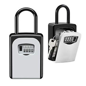Key Lock Box Wall Mounted, Portable Lock Box for House Key, 5 Key Capacity, Code