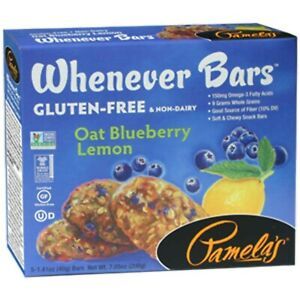 Pamelas Products Oat Blueberry Lemon Bar - 5 per pack - 6 packs per case.