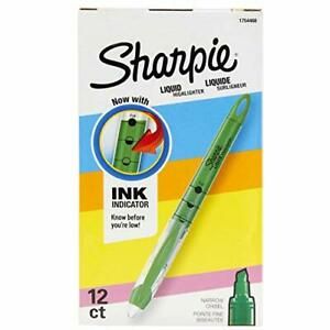 Sharpie Liquid Highlighters, Chisel Tip, Fluorescent Green, Box of 12