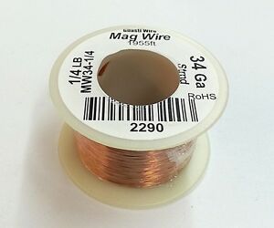 NEW 34 Gauge Insulated Magnet Wire, 1/4 Pound Roll (1,955&#039; Approx. Length) 34AWG