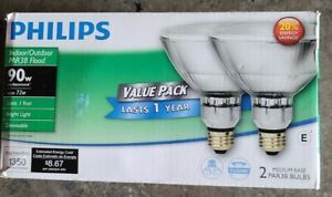 Philips 90-Watt PAR38 Halogen Indoor/Outdoor Flood Light Bulb (2-Pack)