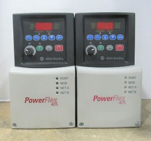 UNTESTED LOT of 2 Allen-Bradley PowerFlex 40 22B-E3P0N104 A/C Drives 1.5kW 2HP