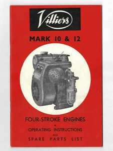 Orig c.1960 Villiers Mark 10 &amp; 12 Four-Stroke Engine Australian Owner&#039;s Manual