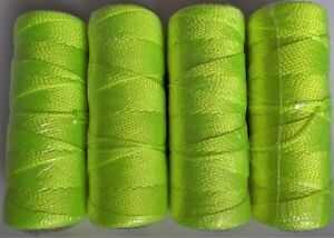 4 Rolls Marshalltown #18 Braided Nylon 500&#039; Each Fluorescent Yellow Mason Line
