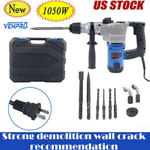 1050W 3000RPM Electric Demolition Jack Hammer Concrete Breaker Punch Chisel Bit