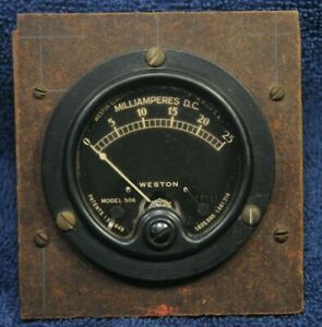 Vintage Weston Model 506 Black Face Milliamperes Panel Meter 0-25 mA