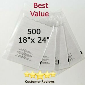 500 Pack 18x24 Self Seal 1.5 mil Suffocation Warning Clear Poly Bags Free Shippi