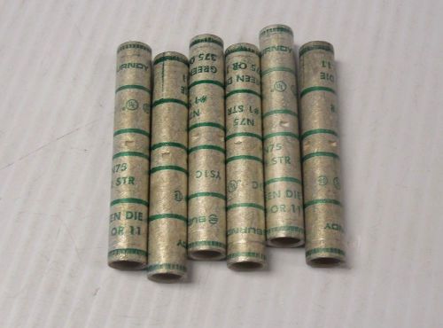 New lot of 6 burndy butt splice connector ys1c n75 #1 str green for sale