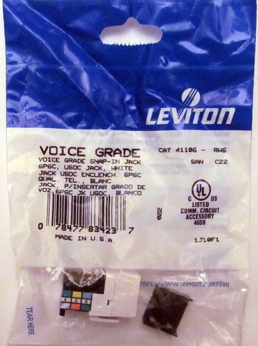 Leviton Voice Grade Snap-In Jack;  41106-RW6; White; New in Package; Free Ship