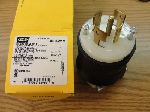 Hubbell  twist-lock plug  20a/250v ,10a/600v 4 pole, 5 wire p/n hbl3521c for sale