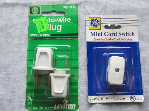 One pack of easy to wire plugs and one mini cord switch for sale