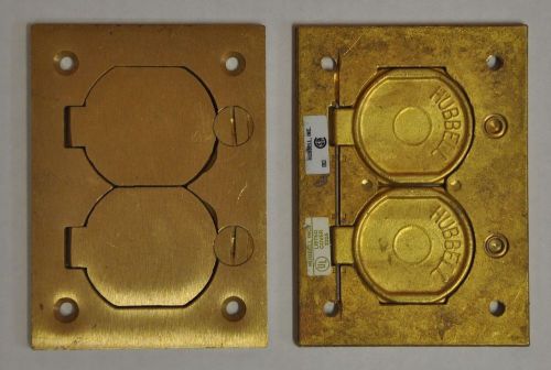Hubbell duplex floor box plate (brass) for sale