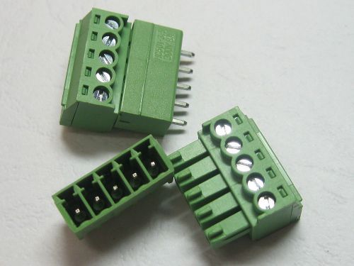 100 pcs 5pin/way pitch 3.5mm screw terminal block connector green pluggable type for sale