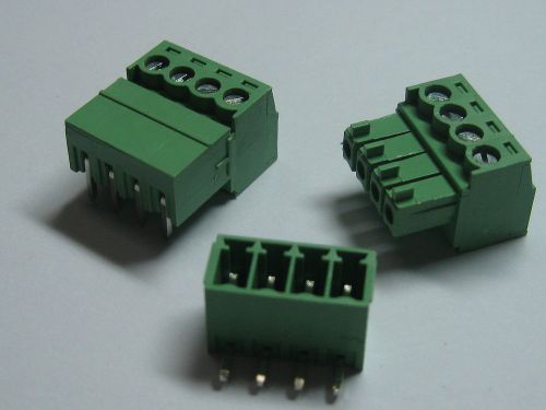 150 pcs screw terminal block connector 3.5mm angle 4 pin green pluggable type for sale