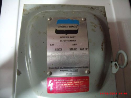 CROUSE-HINDS GENERAL DUTY SAFETY SWITCH  CAT. DU321 30 AMP E5845