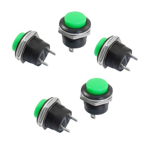 5 x momentary spst no green round cap push button switch ac 6a/125v 3a/250v for sale