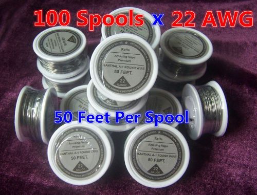 100 Spools x 50 feet Kanthal Wire 22 Gauge AWG (0.64mm) A1 Round Resistance Wire