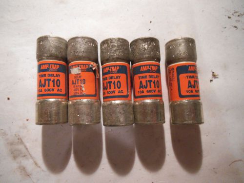 GOULD SHAWMUT AMP-TRAP FUSES AJT10 (LOT OF 5) 10 AMP 600VAC CLASS J - NEW