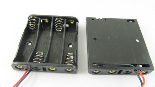 Battery Holder Box Case 4 x AAA/3A Cells 6V With 6&#034; Lead Wire Black